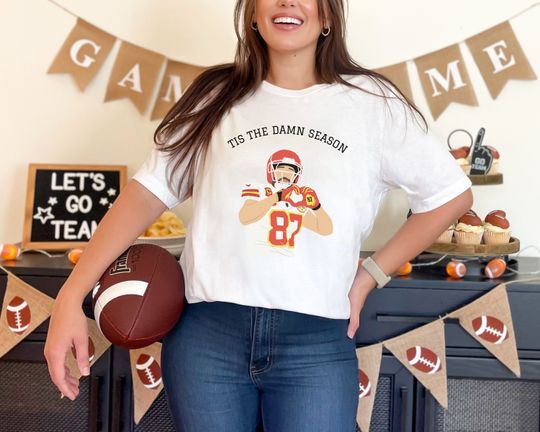 Travis Kelce Shirt, Tis the Damn Season, In My Football Era, In My Kelce Era, Taylo version, Unisex Jersey Short Sleeve Tee KC Eras