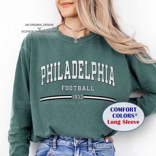 Discover Vintage Philadelphia Football Shirt Long Sleeve, Distressed Philadelphia Football Tshirt, Comfort Colors, Bird Gang, For Women & Men