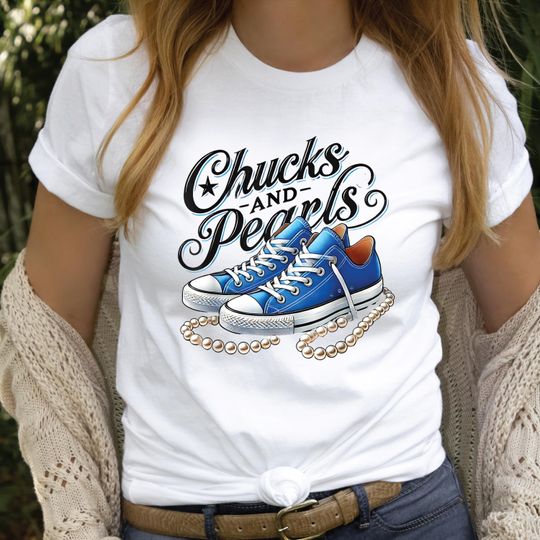Discover Chucks and Pearls Shirt, Kamala Harris Style Shirt, Vice President Shirts, Kamala Support Shirt, Inauguration Shirt, Democrat Shirt