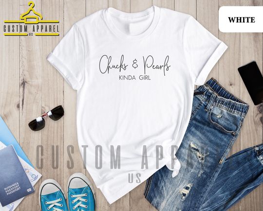 Discover Kamala Harris 2024 Shirt, Chucks And Pearls T-Shirt, Madam President Tee, Kamala Rally Shirt, Presidential Election 2024