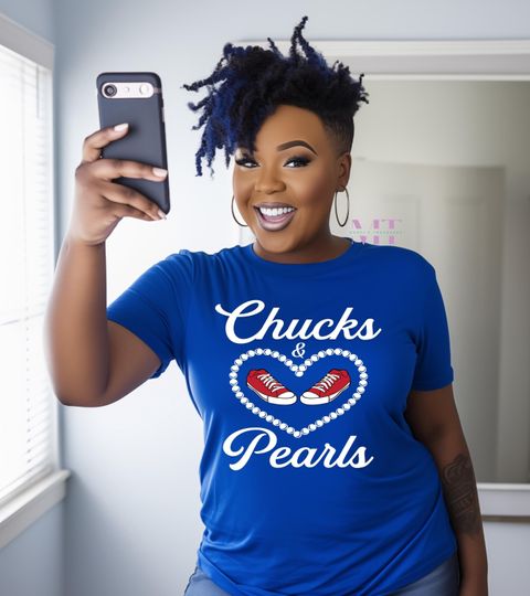 Discover Chucks and Pearls Shirt, Kamala Harris 2024 Shirt, Madam President Kamala Harris Shirt, Kamala Rally Shirt, Chucks And Pearls T-Shirt