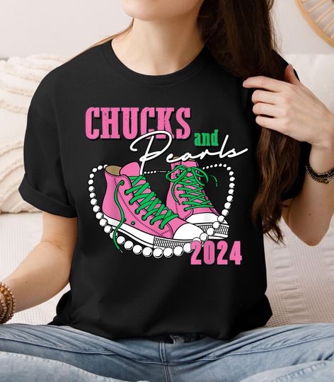 Discover Chucks and Pearls 2024 Shirt, Elections Shirt, Madam President 2024 T-shirt, President 2024 Shirt, Womens Power Shirts,Chucks and Pearls Tee