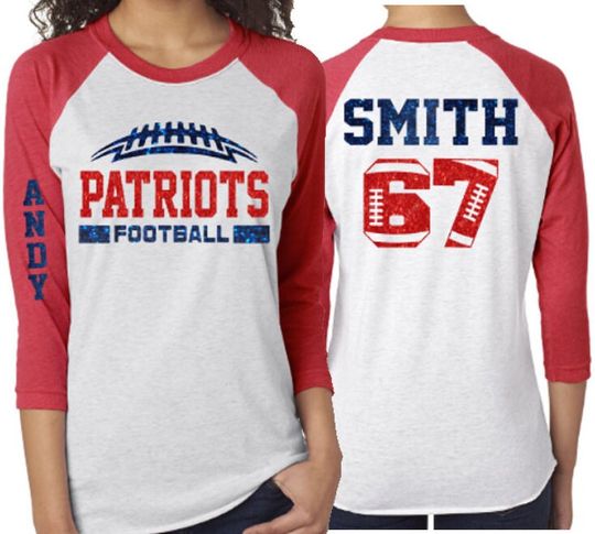 Glitter Football Shirt | Football Shirts | 3/4 Sleeve Raglan | Customize with your Team & Colors