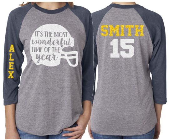 Glitter It's the most wonderful time of the year Football Shirt | Football Shirts | 3/4 Sleeve Raglan | Customize Colors