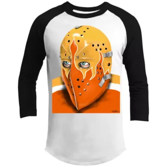 Bernie Parent Shirt Raglan 3/4 Sleeve Franchise Philadelphia Blazers Goalie Mask