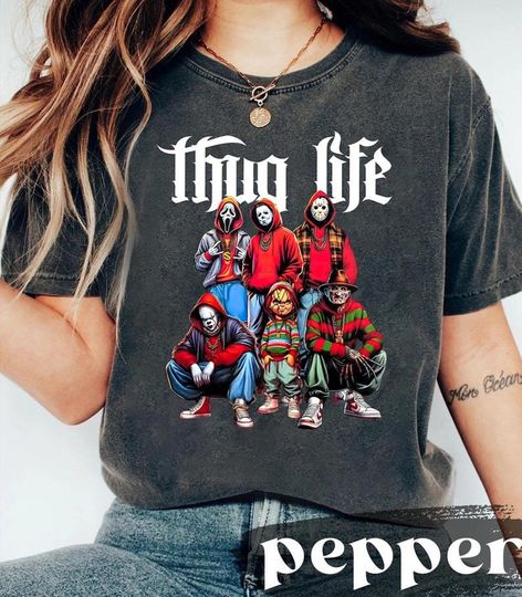 Limited Thug Life Horror Movie Shirt, Movie Killer Shirt,Scary Halloween Comfort Color Shirt, Horror Friend Shirt, Retro Vibe Halloween Tee.