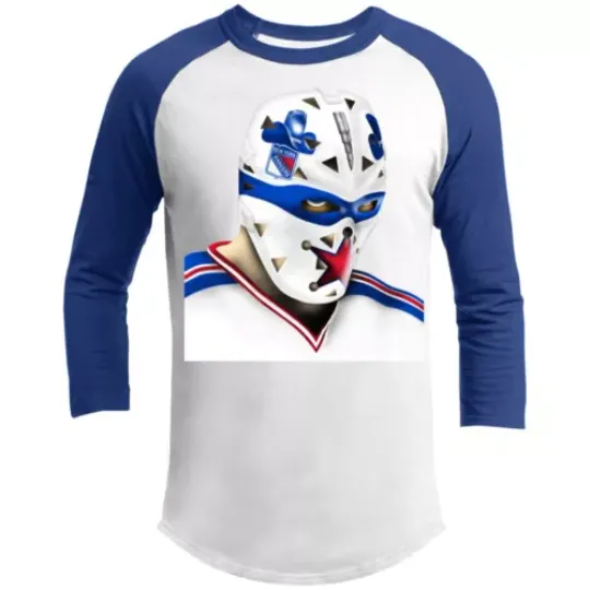 John Davidson Shirt Raglan 3/4 Sleeve Franchise New York Rangers Goalie Mask I