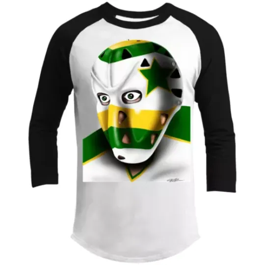 Gilles Meloche Shirt Raglan 3/4 Sleeve Franchise Minnesota North Stars Goalie