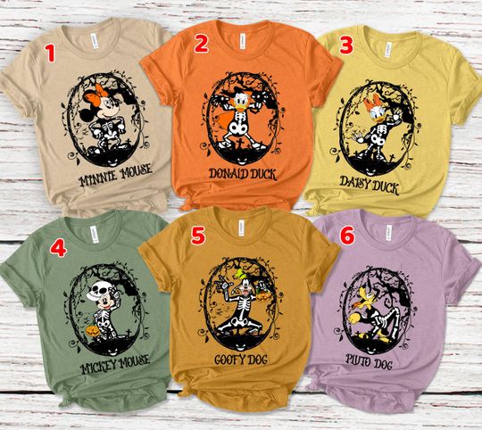 Vintage Disney Mickey and Friends Halloween Family Shirts, Mickey Skeleton Halloween Party Shirt, Halloween Family Matching Shirt