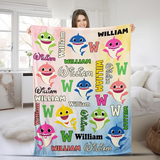 Custom Shark Blanket, Do Do Do Fleece Mink Sherpa Blanket, Custom Name Blanket, Birthday Gifts