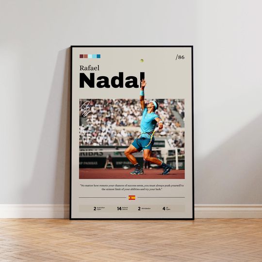 Rafael Nadal Poster, Tennis Print, Nadal Print Decor, Tennis Legend, Sports Wall Art, Rafael Nadal Fan Gift