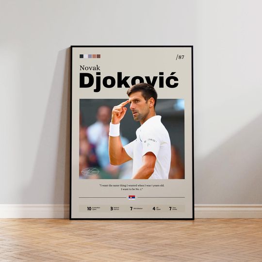 Novak Djokovic Poster, Tennis Print, Djokovic Print Decor, Tennis Legend, Sports Wall Art, Novak Djokovic Fan Gift