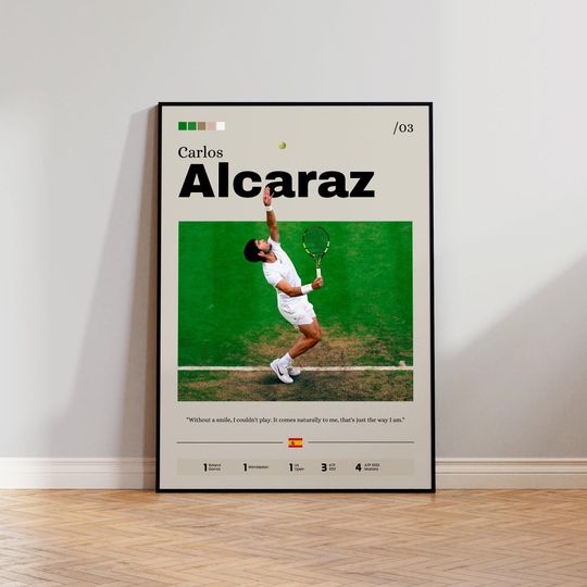 Carlos Alcaraz Poster, Tennis Print, Alcaraz Print Decor, Tennis Star, Sports Wall Art, Carlos Alcaraz Fan Gift