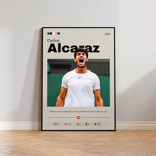 Carlos Alcaraz Poster, Tennis Print, Alcaraz Print Decor, Tennis Star, Sports Wall Art, Carlos Alcaraz Fan Gift