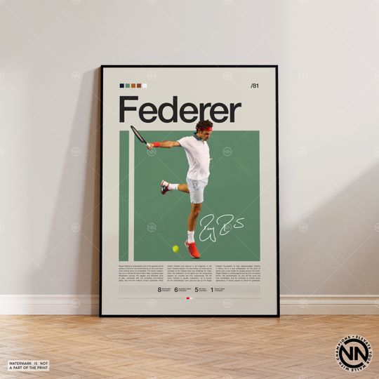 Roger Federer Poster, Tennis Poster, Motivational Poster, Sports Poster, Modern Sports Art, Tennis Gifts, Minimalist Poster, Tennis Art