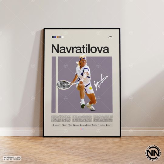 Martina Navratilova Poster, Tennis Poster, Motivational Poster, Sports Poster, Modern Sports Art, Tennis Gift, Minimalist Poster, Tennis Art