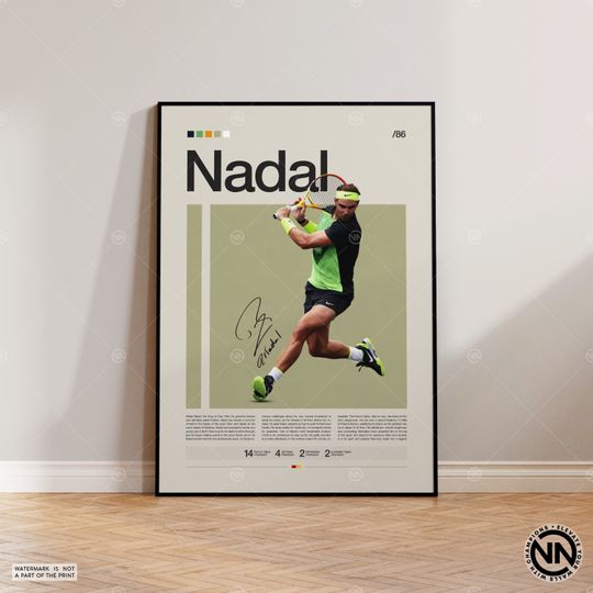 Rafael Nadal Poster, Tennis Poster, Motivational Poster, Sports Poster, Modern Sports Art, Tennis Gifts, Minimalist Poster, Tennis Art