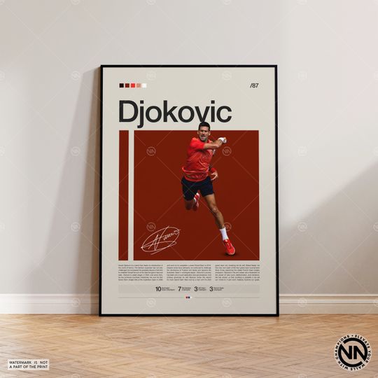 Novak Djokovic Poster, Tennis Poster, Motivational Poster, Sports Poster, Modern Sports Art, Tennis Gifts, Minimalist Poster, Tennis Art