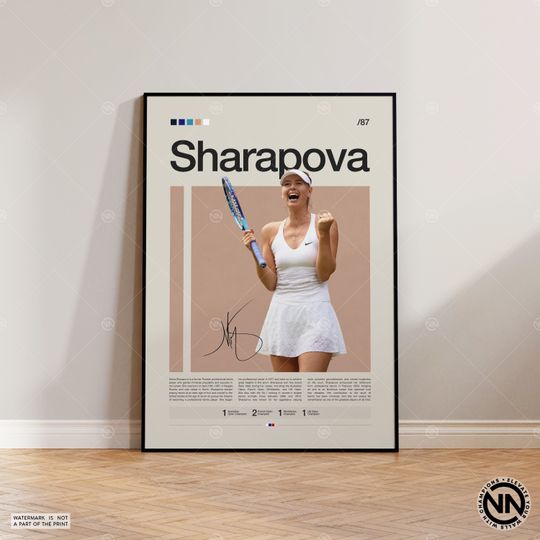 Maria Sharapova Poster, Tennis Poster, Motivational Poster, Sports Poster, Modern Sports Art, Tennis Gifts, Minimalist Poster, Tennis Art