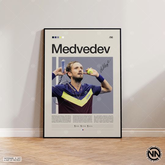 Daniil Medvedev Poster, Tennis Poster, Motivational Poster, Sports Poster, Modern Sports Art, Tennis Gifts, Minimalist Poster, Tennis Art