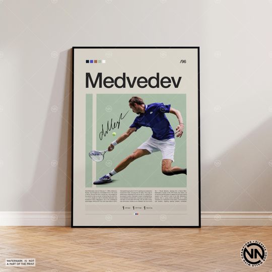 Daniil Medvedev Poster, Tennis Poster, Motivational Poster, Sports Poster, Modern Sports Art, Tennis Gifts, Minimalist Poster, Tennis Art