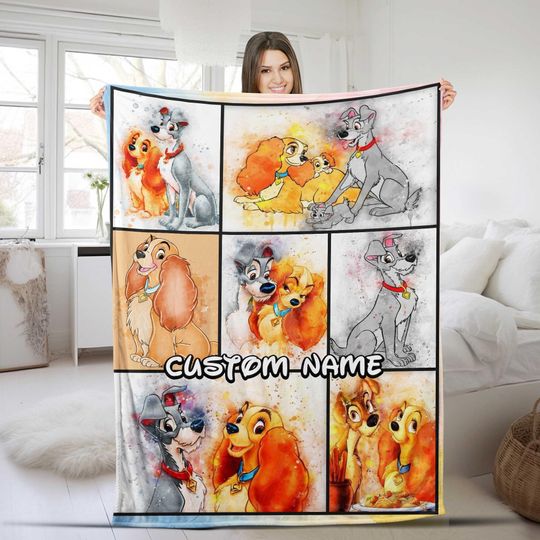 Disney Lady and the Tramp Fleece Blanket, The Tramp Dog Blanket Dog Magic Kingdom Blanket, Christmas Gift