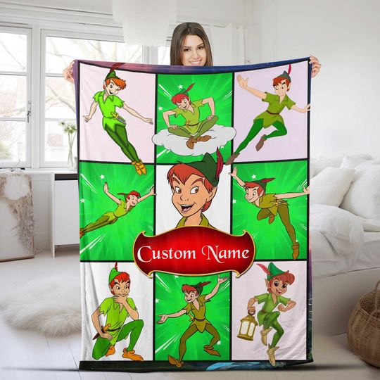 Custom Disney Peter Pan Blanket, Peter Pan Wendy Tinker Bell Lost Boys Neverland, WDW Disneyland Pirates Captain Hook Smee