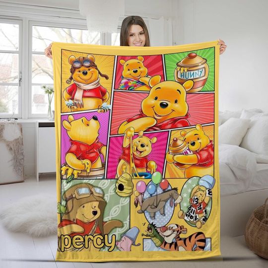 Custom Winnie The Pooh Blanket, Pooh Eeyore Tigger Blanket, Eeyore Fleece Blanket, Gift For Best Friend, Christmas Gift