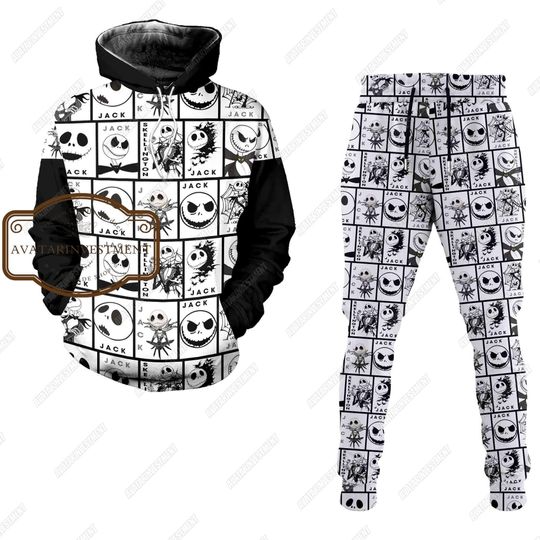 Jack Skellington Hoodie, Jack Skellington Joggers, Nightmare Before Christmas Hoodie, Horror Movie Hoodie, Jack Skeleton Hoodie