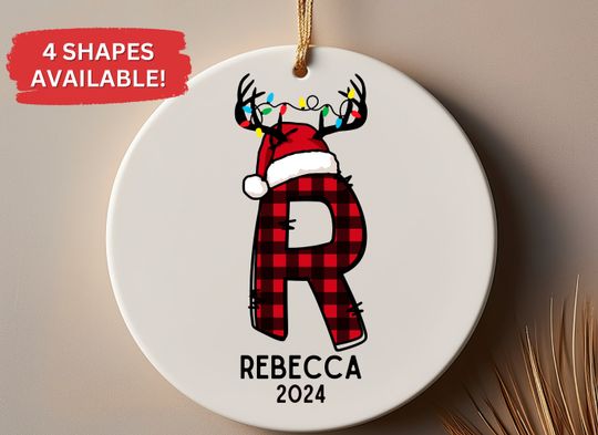 Letter Name Ornament Personalized Family Christmas Ornament Monogram Alphabet Ornament Custom Initial Ornament Family Keepsake Xmas Gift