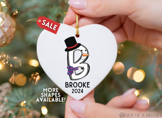 Letter Name Ornament Personalized Family Christmas Ornament, Monogram Alphabet Ornament, Custom Initial Ornament Family Keepsake Xmas Gift