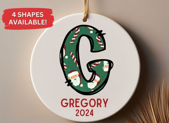 Letter Name Ornament Personalized Family Christmas Ornament Monogram Alphabet Ornament Custom Initial Ornament Family Keepsake Xmas Gift