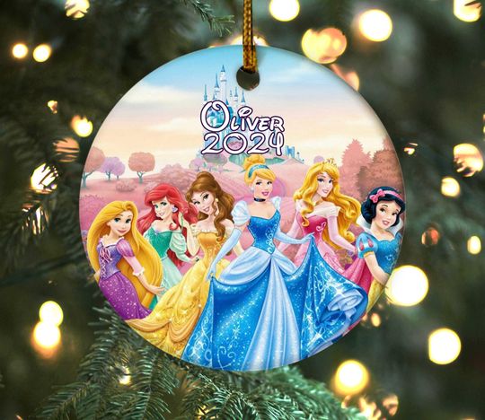 Discover Disney Princess Christmas Ornament, Custom Disney Christmas Ornament, Personalized Elsa, Ariel, Anna, Snow White Ornament