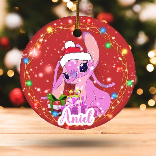Discover Personalized Couple Ornament, Stitch Angel Ornament, Lilo And Stitch, Disney Couple Decor, Baby Christmas Gift, Ceramic Ornament,