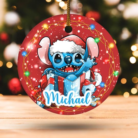 Discover Personalized Couple Ornament, Stitch Angel Ornament, Lilo And Stitch, Disney Couple Decor, Baby Christmas Gift, Ceramic Ornament,