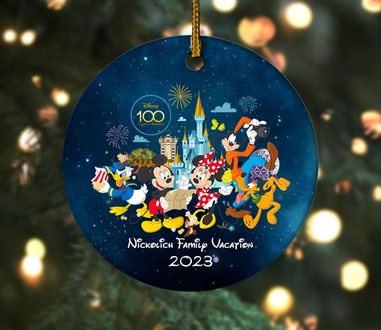 Discover Personalized Christmas Ornament, Disney 100 Anniversary Ornament, Family Christmas Ornament, Disney Castle Ornament, Ceramic Ornament