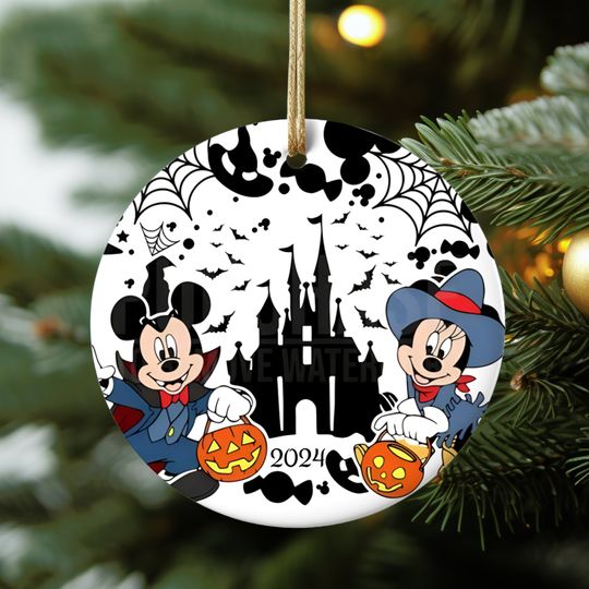 Discover Disney Halloween Ornament, Mickey  and Minnie Gift, Halloween Castle Pumpkin Ornament, Mickey Ornament, Pumpkin Gift, Disney Halloween Party