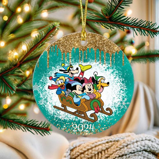 Disney Mickey and Friends Christmas Sled Ornament, Disney  Trip Ornament, Disney Vacation Ornament, Disney Family Trip, Xmas Disney Ornament