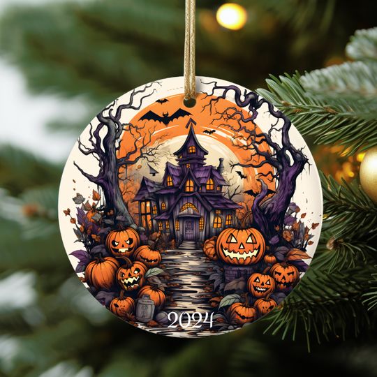 Halloween Haunted House Ornament, Halloween Pumpkin, Ornamet Haunted House Gift ,Ornament for Halloween Party Gift, Halloween House Ornament