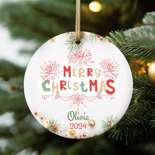 Discover Custom Merry Christmas Tree 2024 Ornament, Christmas Tree Ornament, Christmas Decoration, Xmas Holiday Gift Idea, Christmas Tree Ornament