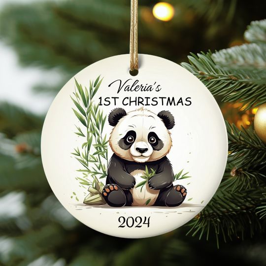 Discover Panda Bear Baby 1st Christmas Ornament, Custom Baby First Christmas Ornament, Panda Ornament, New Baby Gift, Holiday Baby Ornament,Xmas Gift