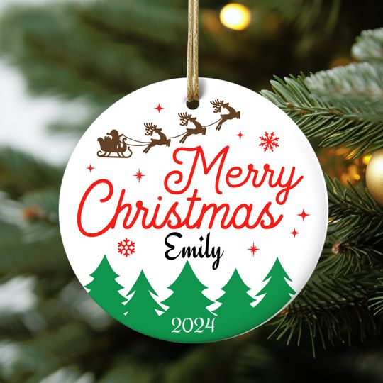 Discover Custom Merry Christmas Ornament, Christmas 2024 Ornament, Xmas Gift Ornament,  Christmas Tree Ornament, Custom Name Gift, Cute Xmas Ornament