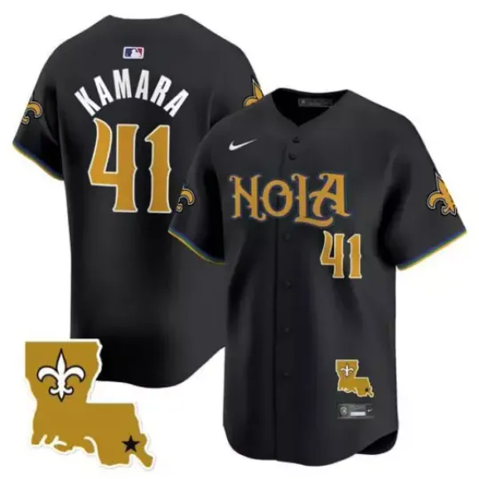 Discover New Orleans Saints Alvin Kamara Black NOLA Stitched Baseball Jersey