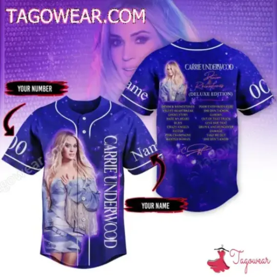 Discover Personalized Carrie Underwood Denim And Rhinestones 3D Jersey Shirt