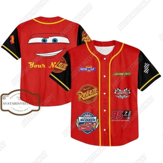 Discover Lightning Mcqueen Baseball Jersey, Lightning Mcqueen Shirt, Lightning Mcqueen Jersey, Personalized Jersey, Disney Baseball Team Outfit