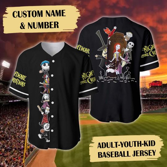 Discover Personalized Skeleton Baseball Jersey, Horror Monster Baseball Jersey Team, Cartoon Movie Jersey Shirt, Scary Characters Jersey Gift