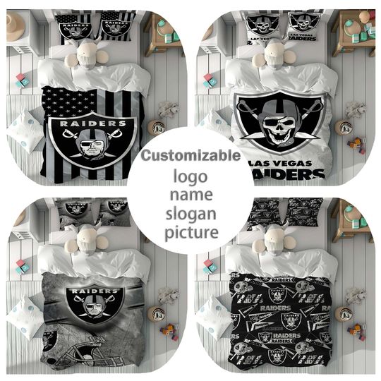 Gift Custom Name Las Vegas Raiders Duvet Cover Set Children Room Quilt cover Bedding Set Pillowcase Home Decor Comfortable Gift for Friends.