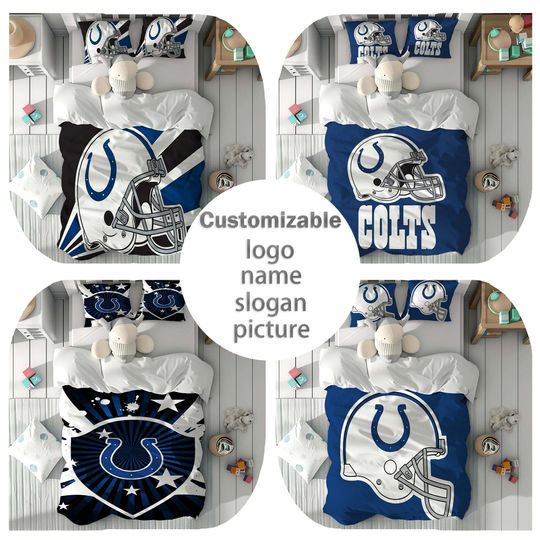 Discover Custom Name Indianapolis Colts Duvet Cover Set Children Room Quilt cover Bedding Set Pillowcase Home Decor Comfortable Gift for Friends.