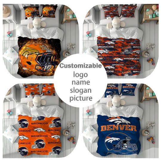 Custom Name Duvet Cover Set Denver Broncos Boy Room Quilt cover Bedding Set Pillowcase Home Decor Comfortable Gift for Friends.
