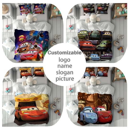 Discover Personalized Name Disney Cars Duvet Cover Set Children Room Quilt cover Bedding Set Pillowcase Home Decor Comfortable Gift for Friends.